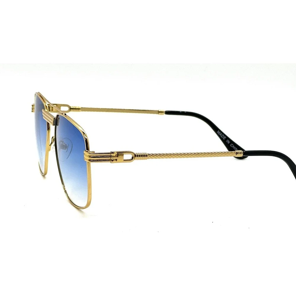 Men Sunglasses Fashion Blue Lens Gold Frame Square Retro Classic UV400 Lentes‎